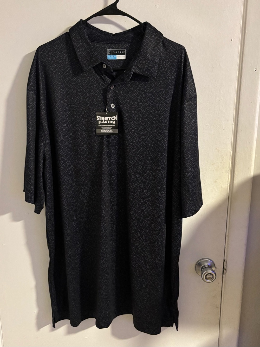NWT PGA TOUR Pro Series 2XLT Black Performance Golf Polo Shirt Stretch
(1123)
